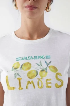 Salsa Jeans Camisola impressa limões Tostado Clearance