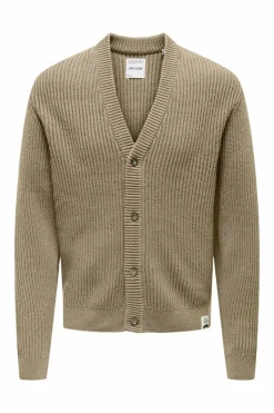 Only & Sons Cardigã masculino de malha com gola em V Discount