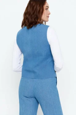 Cortefiel Colete tecido denim Azul Outlet