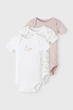 Name it Conjunto de 3 bodies bebé menina rosa Online