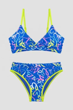 Penti Conjunto de biquíni azul para menina estampado Hot