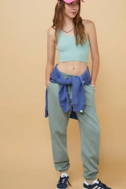 HI&BYE Crop top decote V sem costuras azul-escuro Sale