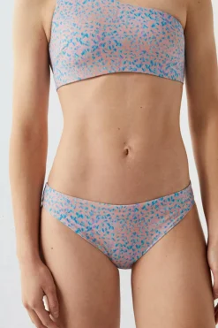 Dash and Stars Cueca biquíni clássica estampado Quick Dry rosa Hot