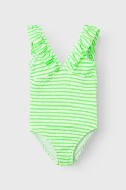 Name it Fato de banho para menina estampado de riscas verde Best