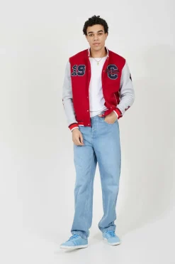 Brave Soul Jaqueta de beisebol com bordado vermelho Fashion
