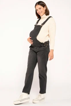Ohma! Jardineiras pré-mamã mom fit preto Clearance