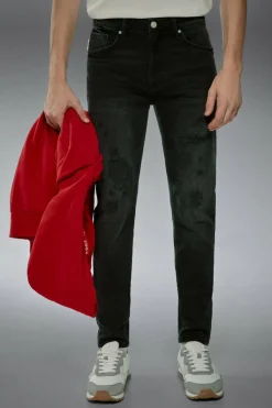 Springfield Jeans comfort skinny em preto com lavagem Pedri x cinzento Fashion