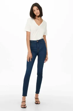 JDY Jeans skinny cintura subida azul Clearance