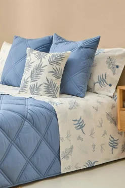 Textura Lençol algodão folhas azul Online