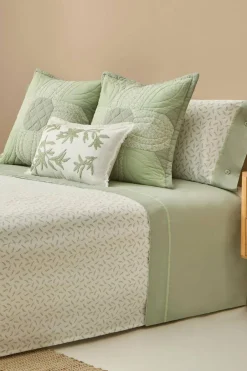Textura Lençol algodão folhas bege Outlet