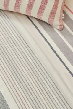 Textura Lençol algodão riscas cinzento Discount
