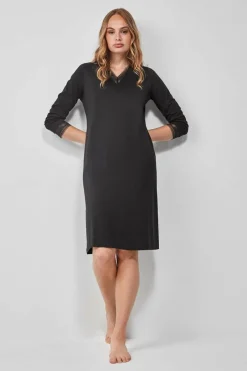 Gisela Long nightgown with lace detail preto Online
