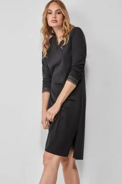 Gisela Long nightgown with lace detail preto Online