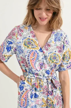 Molly Bracken Macacão de mulher comprido com estampado e laçada Multicolorido Sale