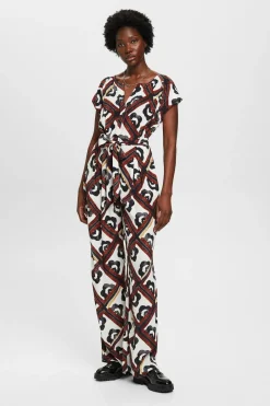 Esprit Macacão estampado wide leg viscose regular fit Multicolorido Discount