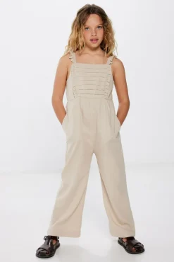 Springfield Kids Macacão linho folhos menina camel New