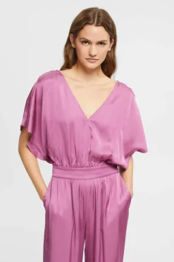 Esprit Macacão wide leg acetinado viscose Roxo Clearance