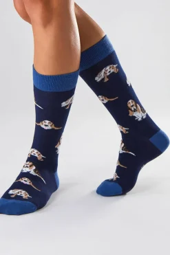 Besocks Meias altas de algodão orgânico cor -marinho azul Best