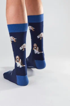 Besocks Meias altas de algodão orgânico cor -marinho azul Best