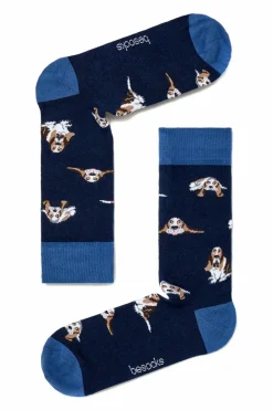 Besocks Meias altas de algodão orgânico cor -marinho azul Best