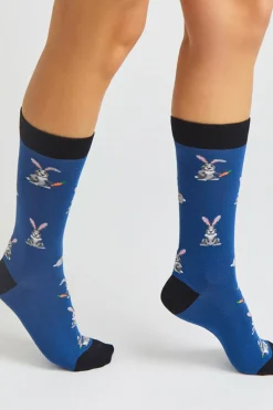 Besocks Meias altas de algodão orgânico cor azul Online