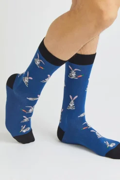 Besocks Meias altas de algodão orgânico cor azul Online