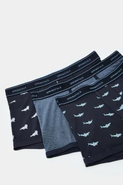 Springfield Pack 3 boxers animais marítimos azul Best