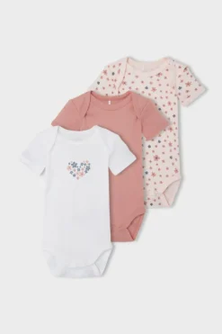 Name it Pack de 3 bodies manga curta rosa Fashion