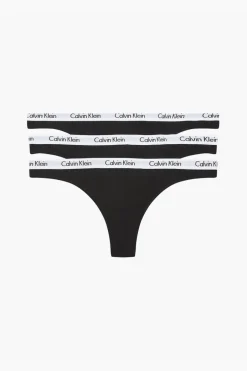 Calvin Klein Pack de 3 tangas de algodão com cós da preto New