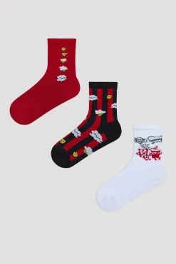 Penti Pacote de 3 pares de meias de pipocas para menino estampado Sale
