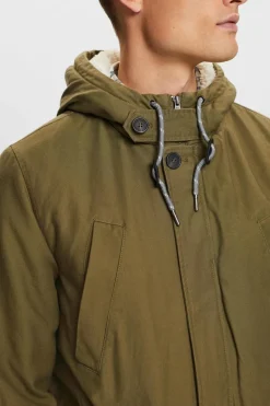 Esprit Parka de algodão interior em teddy com capuz Verde Best