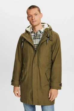 Esprit Parka de algodão interior em teddy com capuz Verde Best