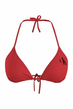 Calvin Klein Parte de cima de biquíni de triângulo CK Monogram. vermelho Sale