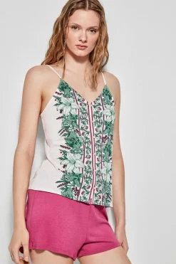 Gisela Pijama curto com camisola estampada branco Discount