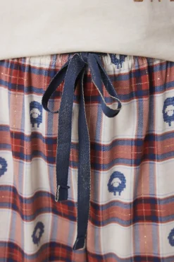 Women'secret Pijama Snoopy longo 100% algodão xadrez cru Discount