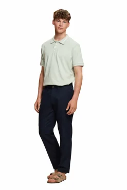 Esprit Polo liso regular fit com linho Outlet