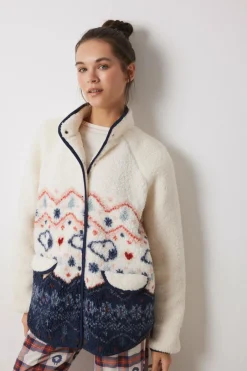 Women'secret Robe curto borrego Snoopy branco Outlet