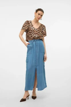 Vero Moda Saia comprida cargo Azul Best