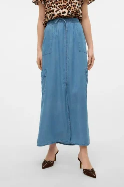 Vero Moda Saia comprida cargo Azul Best