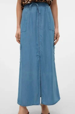 Vero Moda Saia comprida cargo Azul Best
