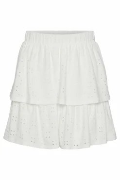 Pieces Saia curta de folhos branco Fashion