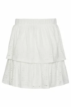 Pieces Saia curta de folhos branco Fashion