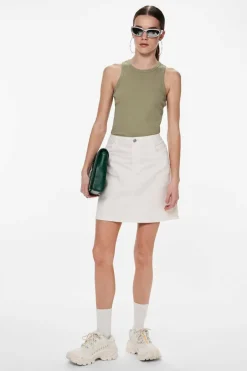 Pieces Saia curta denim branco Best