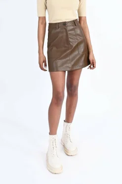 Molly Bracken Saia curta efeito couro Discount