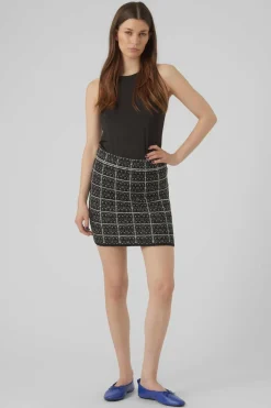 Vero Moda Saia curta em xadrez Preto Discount