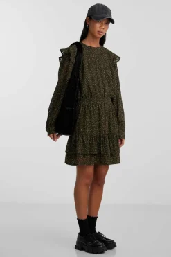 Pieces Saia curta estampada com folhos verde Best