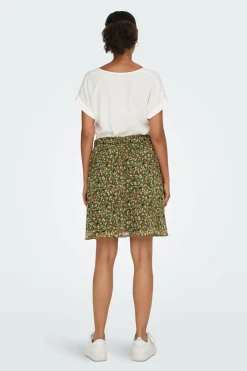 Only Saia curta estampada de gaze verde Discount