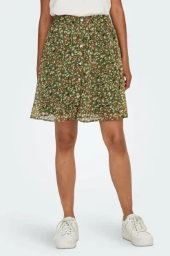 Only Saia curta estampada de gaze verde Discount