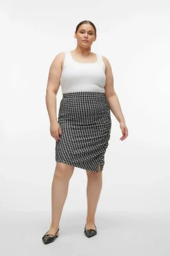 Vero Moda Curve Saia curta pied-de-poule Curve Preto Outlet