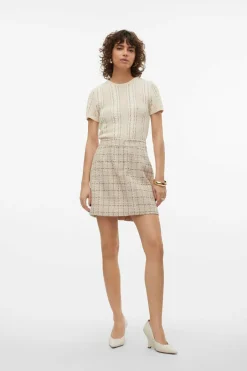Vero Moda Saia curta Tweed Cinzento Fashion
